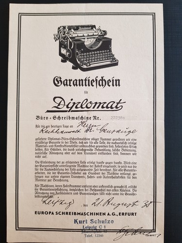 Garantieschein 1938